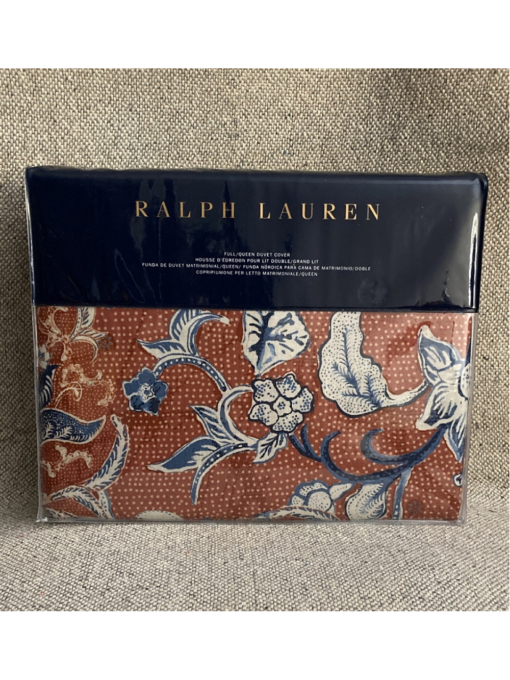 Ralph Lauren Mirabelle Floral Duvet Cover Rust Blue Queen Bedding Floral New - Picture 6 of 9